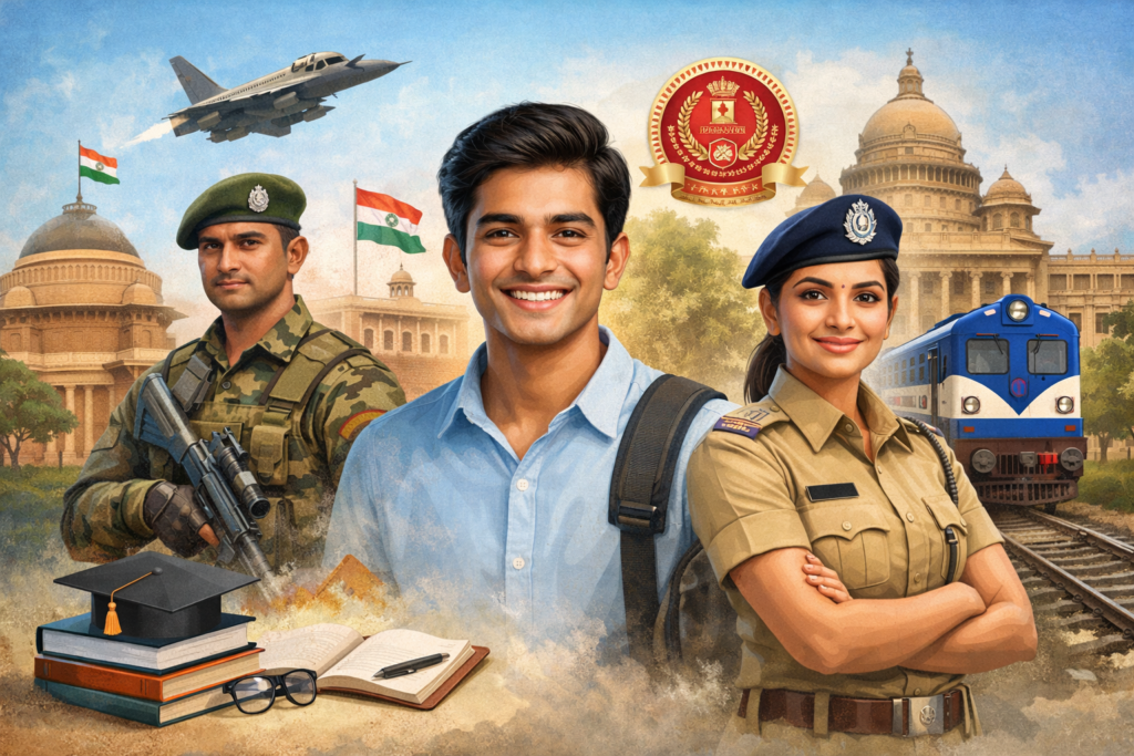 Government jobs after 12th including defence railway and police career options in India 2026