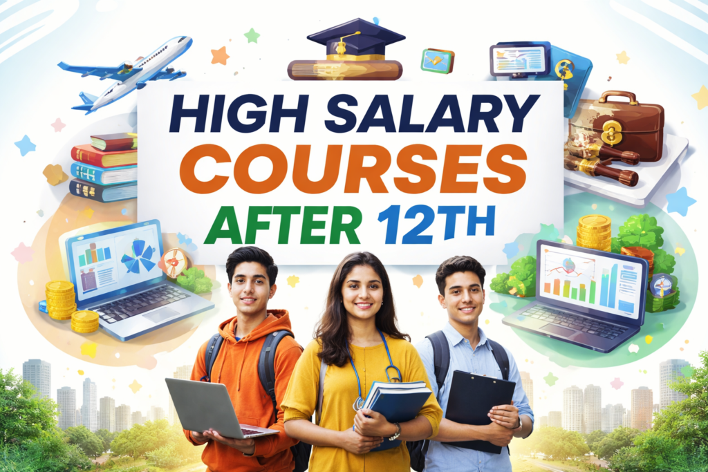 Featured image for High Salary Courses After 12th article highlighting science commerce and arts career options with strong salary potential in 2026.
