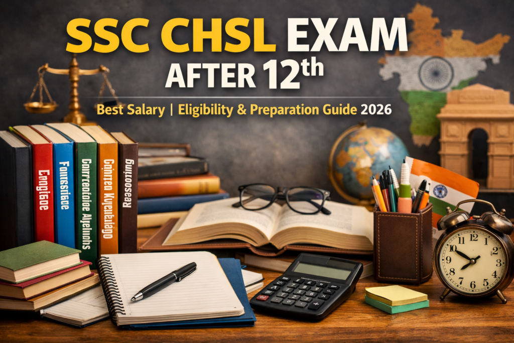 ssc chsl exam after 12th preparation guide showing books study setup salary eligibility 2026