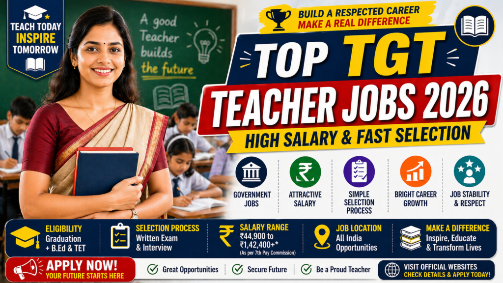 Top TGT teacher jobs 2026 high salary easy selection for teachers