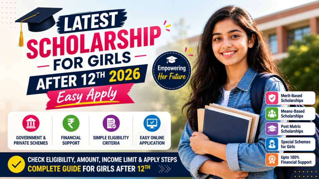 Latest scholarship for girls after 12th 2026 easy apply eligibility amount