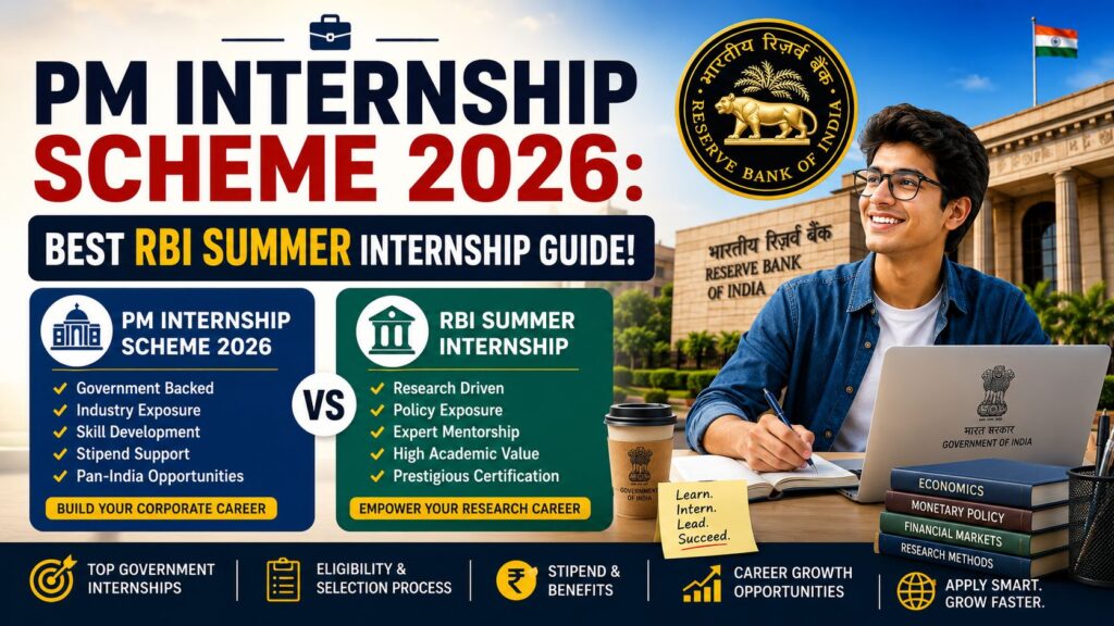 PM Internship Scheme 2026 and RBI Summer Internship Guide Dashboard