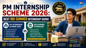 PM Internship Scheme 2026 and RBI Summer Internship Guide Dashboard