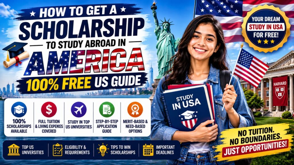 Indian student exploring scholarship opportunities to study abroad in America with top US universities in 2026