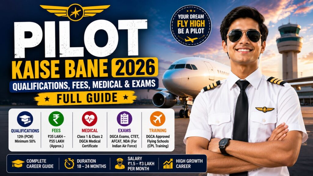 Pilot kaise bane 2026 complete roadmap showing commercial pilot in cockpit
