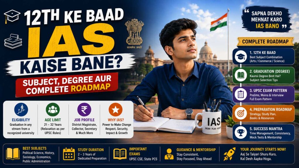 12th ke baad IAS kaise bane complete roadmap subject aur degree