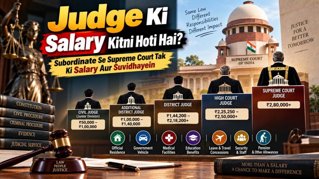 Judge ki salary kitni hoti hai - Subordinate aur Supreme court pay scale aur sarkari suvidhayein